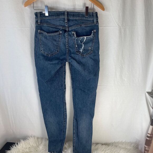 Lovers + Friends Ricky Super Distressed Mid Rise Skinny Jeans In Axis Sz 25 - Picture 2 of 16